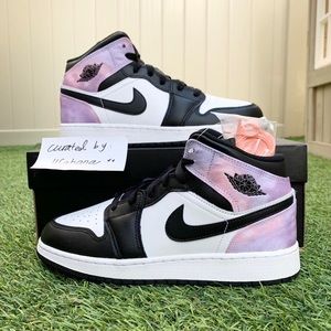 Nike Air Jordan 1 mid GS black white purple shoes